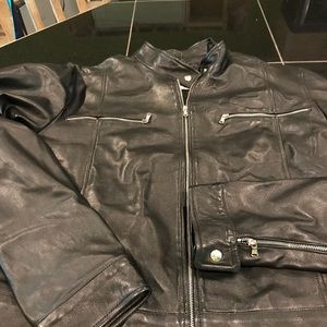 Italian black Leather motorcycle jacket